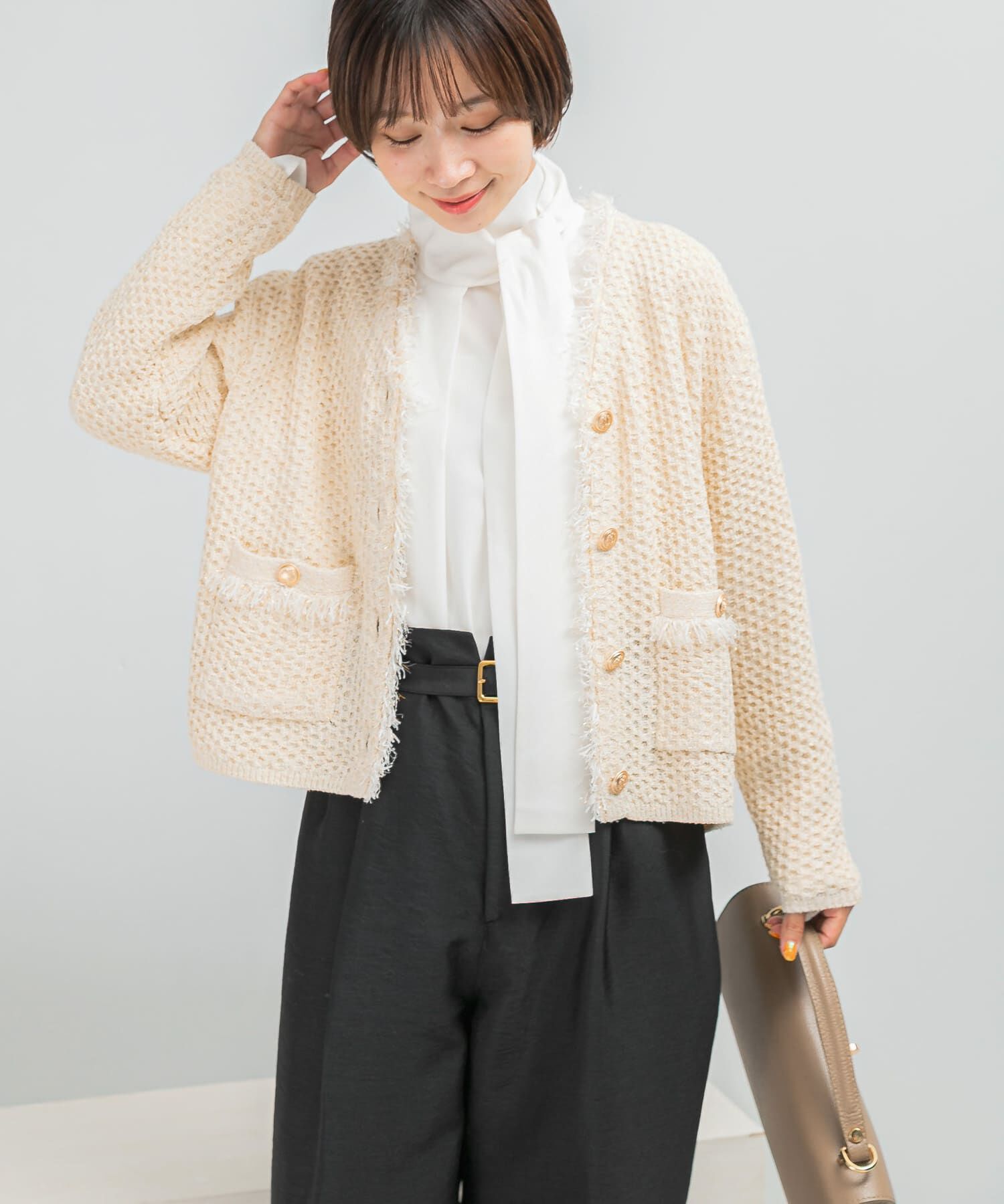 URBAN RESEARCH ROSSO「ツイードVネックカーディガン」|カーディガン|