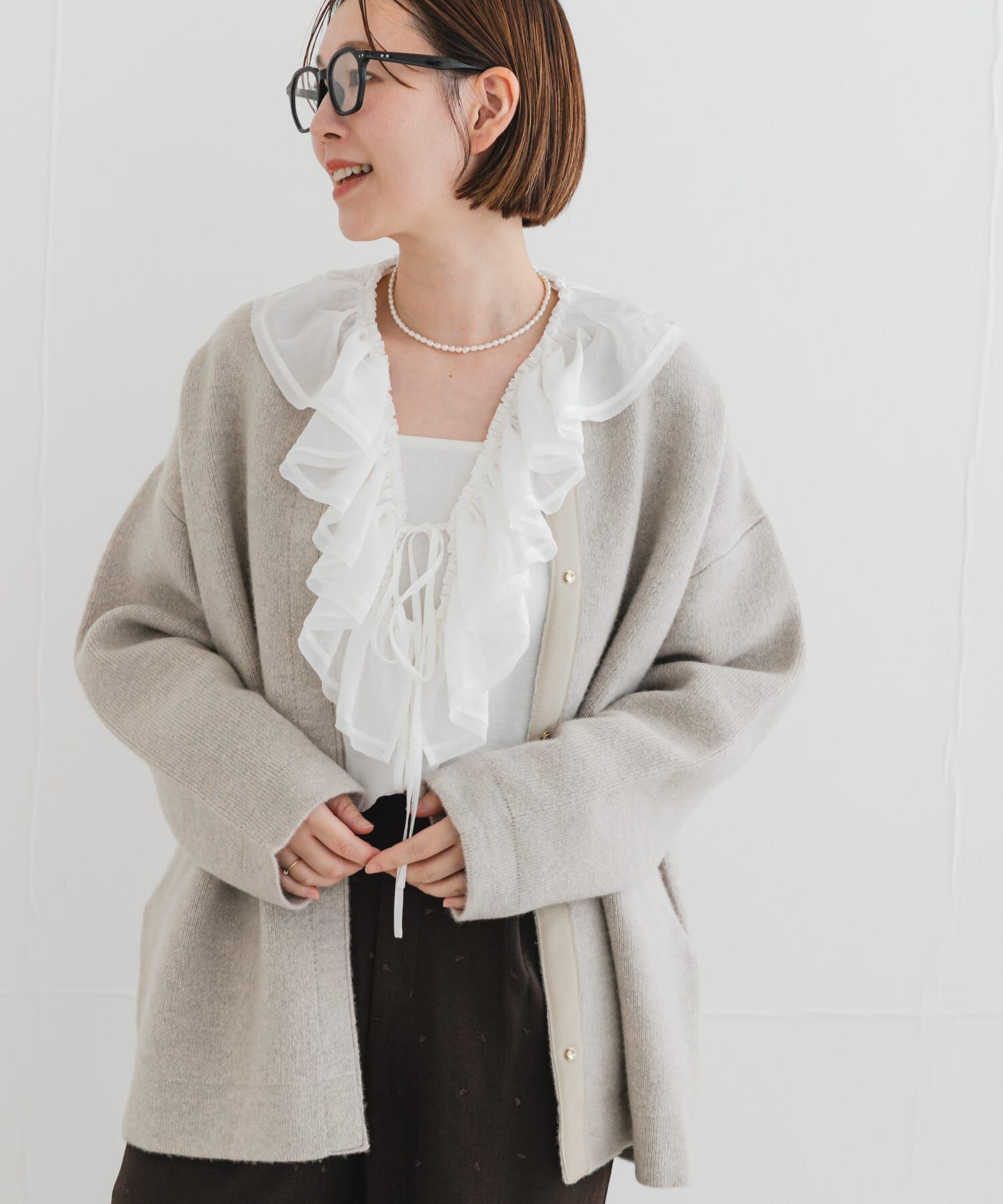 URBAN RESEARCH ROSSO「F by ROSSO　ハミルトン接結ニットコート」|ノーカラーコート|