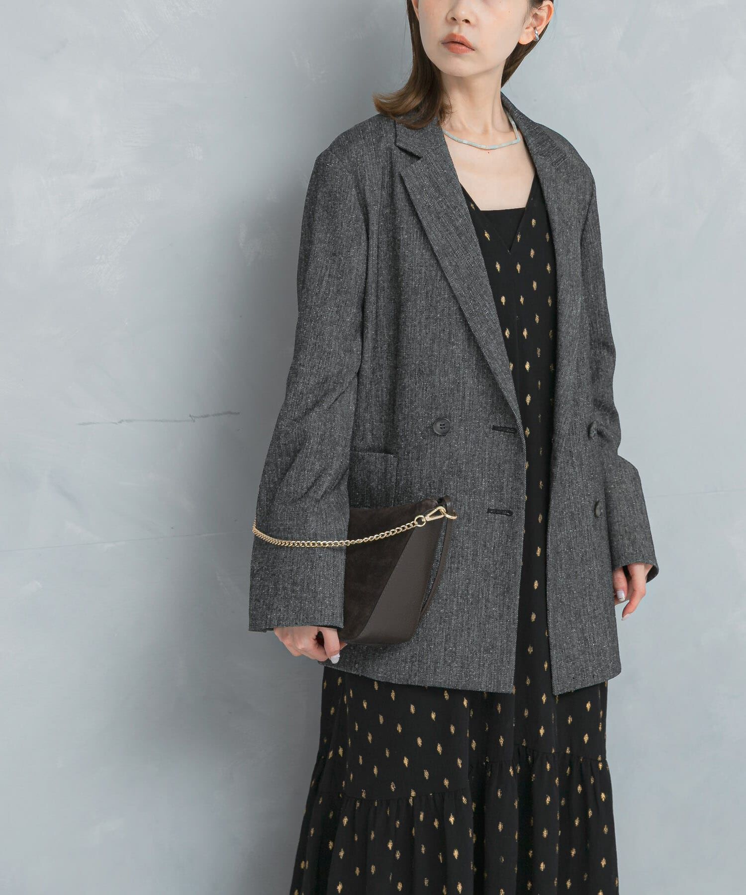 URBAN RESEARCH ROSSO「ツイードテーラードダブルジャケット」|その他|ブラック