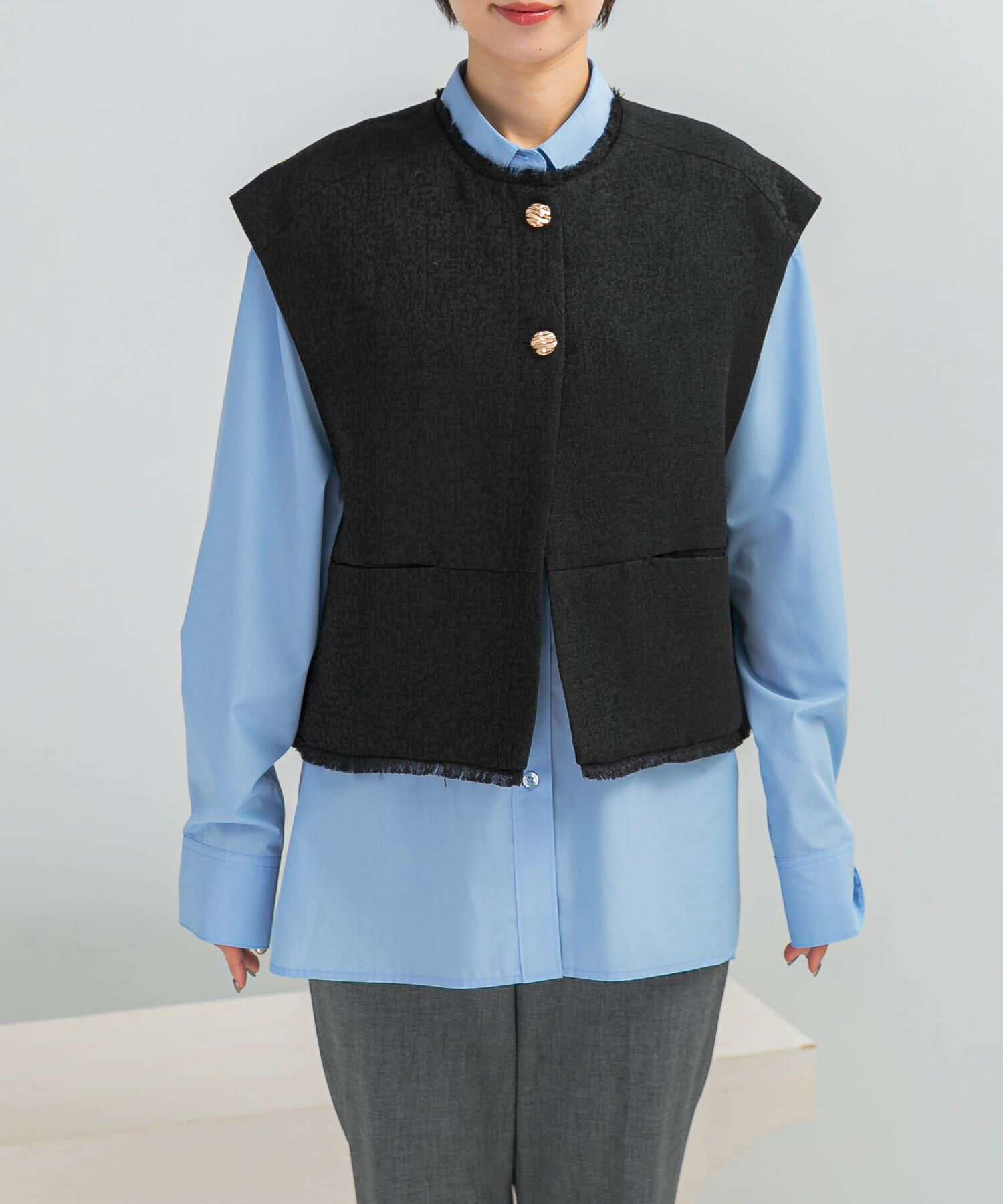 URBAN RESEARCH ROSSO「CHIGNON　ツイードショートベスト」|ベスト・ジレ|