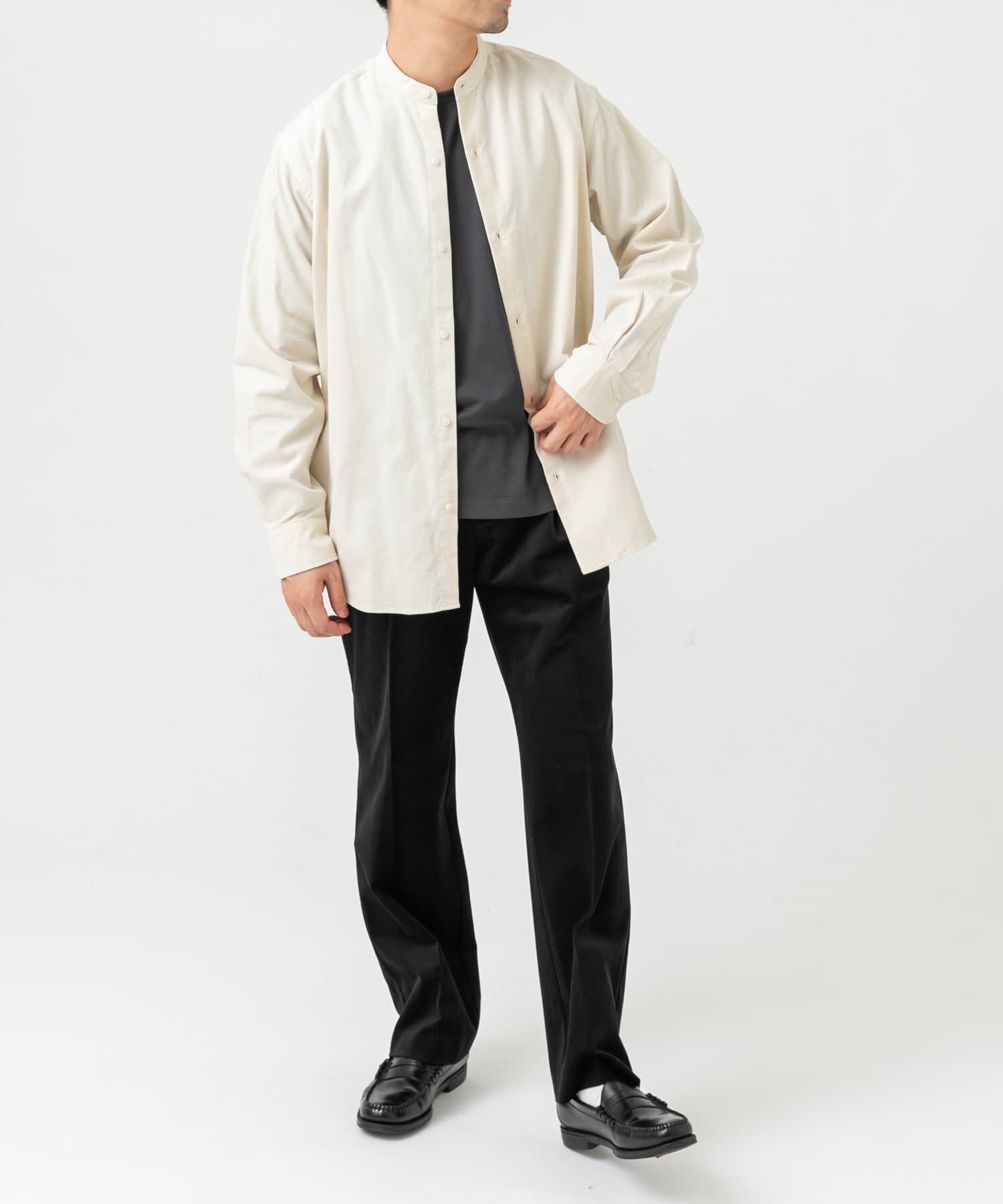 URBAN RESEARCH ROSSO「アーバンリラックスコーデュロイバンドシャツ」|シャツ・ブラウス|