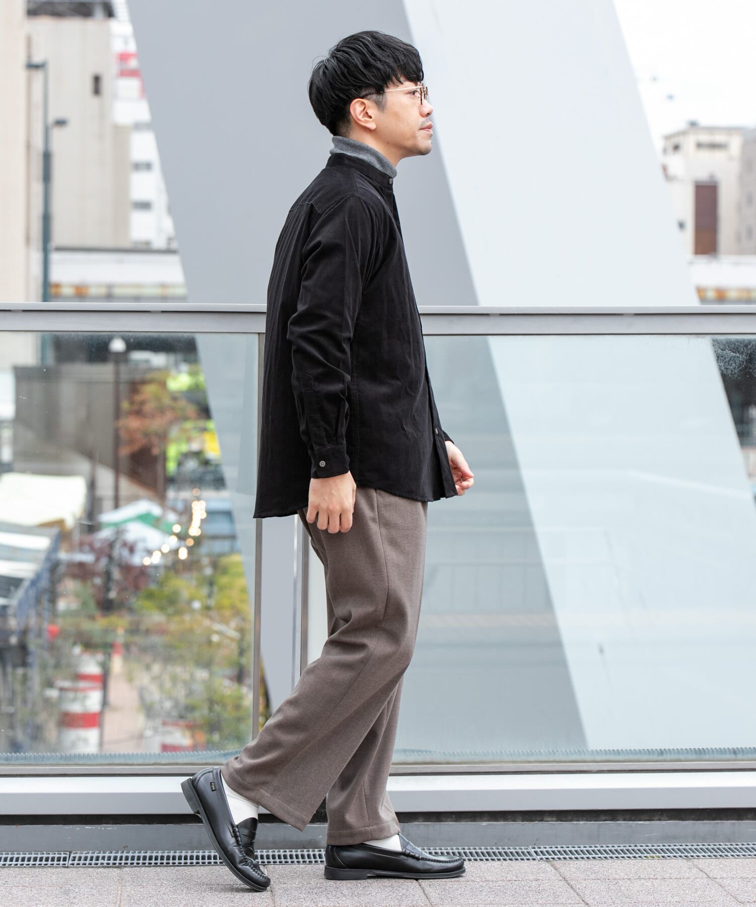 URBAN RESEARCH ROSSO「アーバンリラックスコーデュロイバンドシャツ」|シャツ・ブラウス|