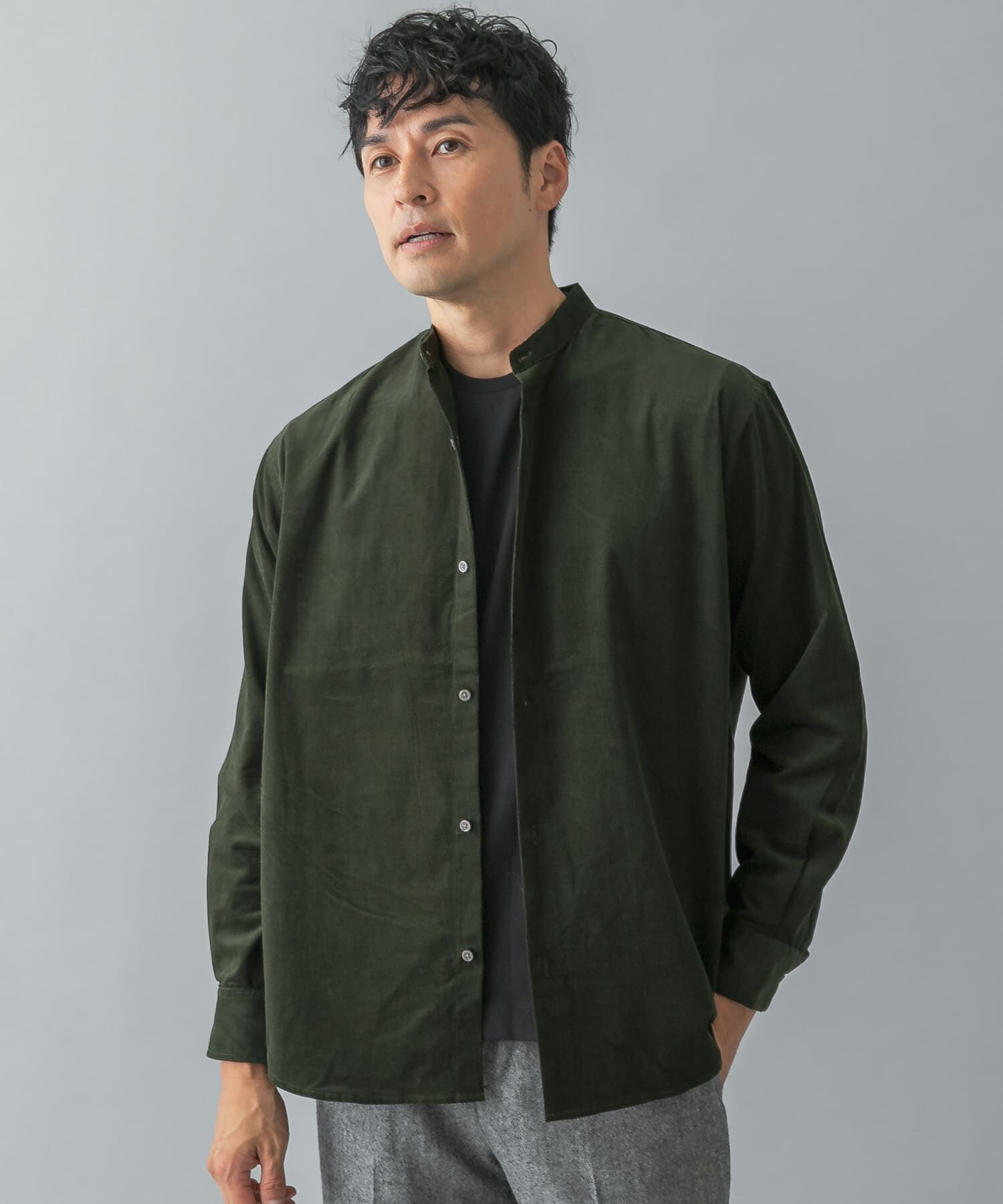 URBAN RESEARCH ROSSO「アーバンリラックスコーデュロイバンドシャツ」|シャツ・ブラウス|