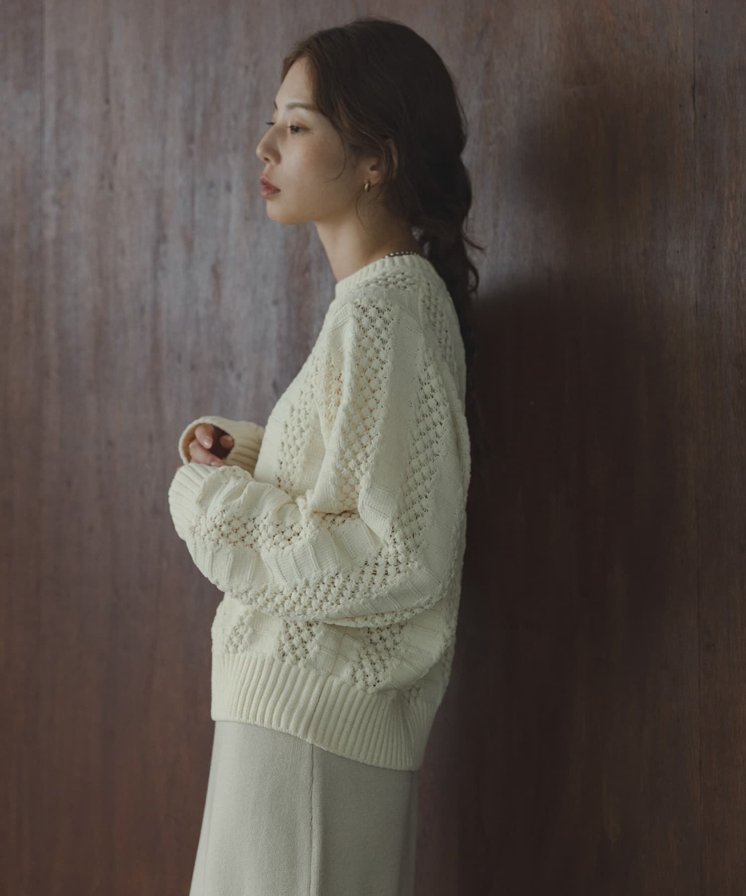 Sonny Label 「ベロアモールアイレット柄編みニットプルオーバー」|ニット・セーター|