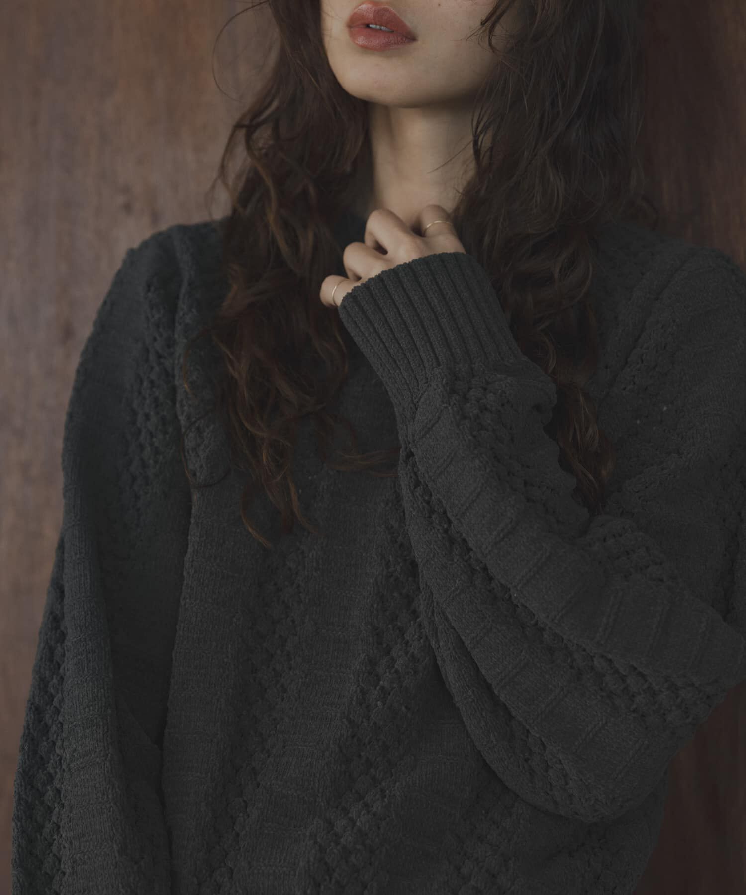 Sonny Label 「ベロアモールアイレット柄編みニットプルオーバー」|ニット・セーター|