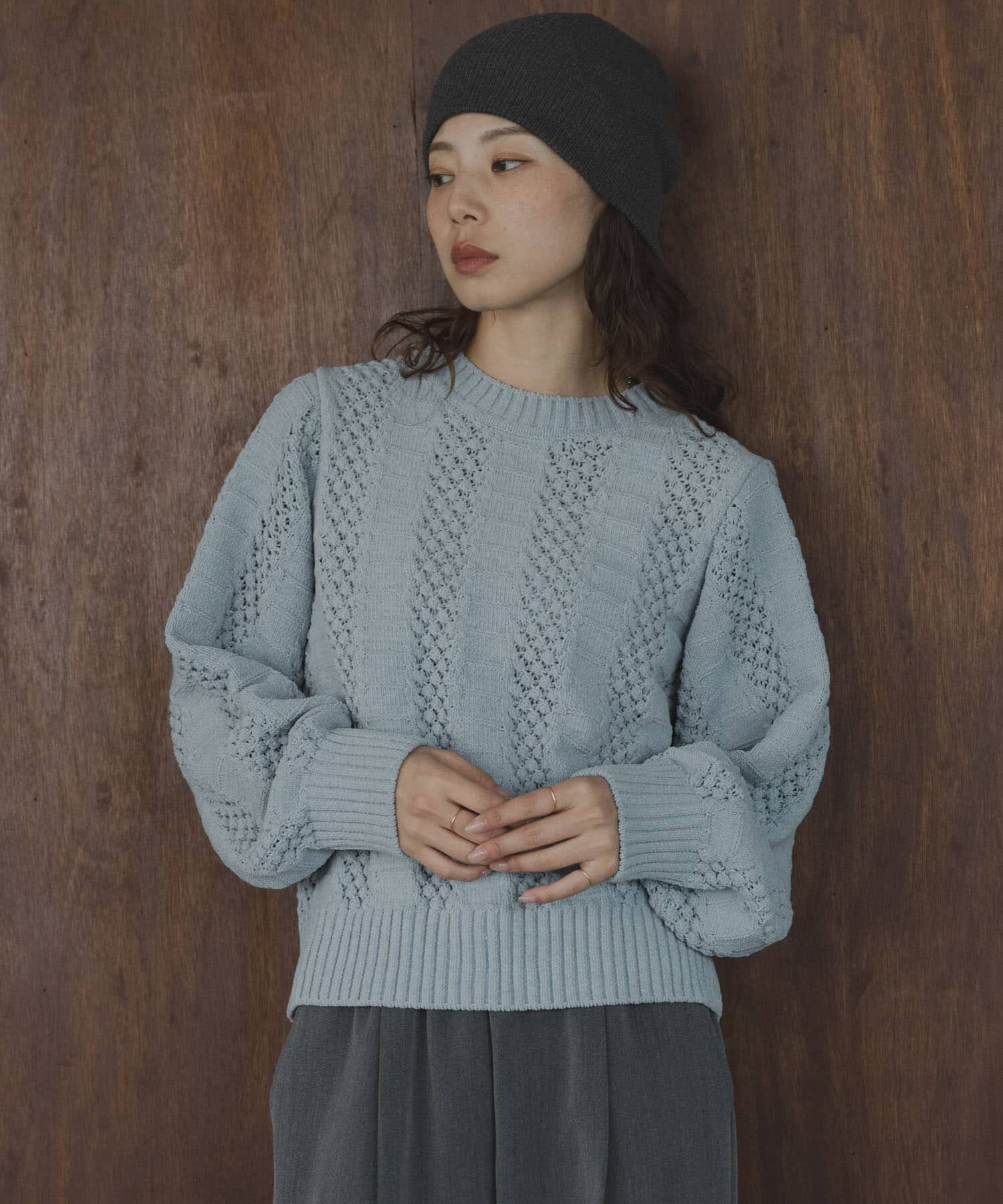 Sonny Label 「ベロアモールアイレット柄編みニットプルオーバー」|ニット・セーター|