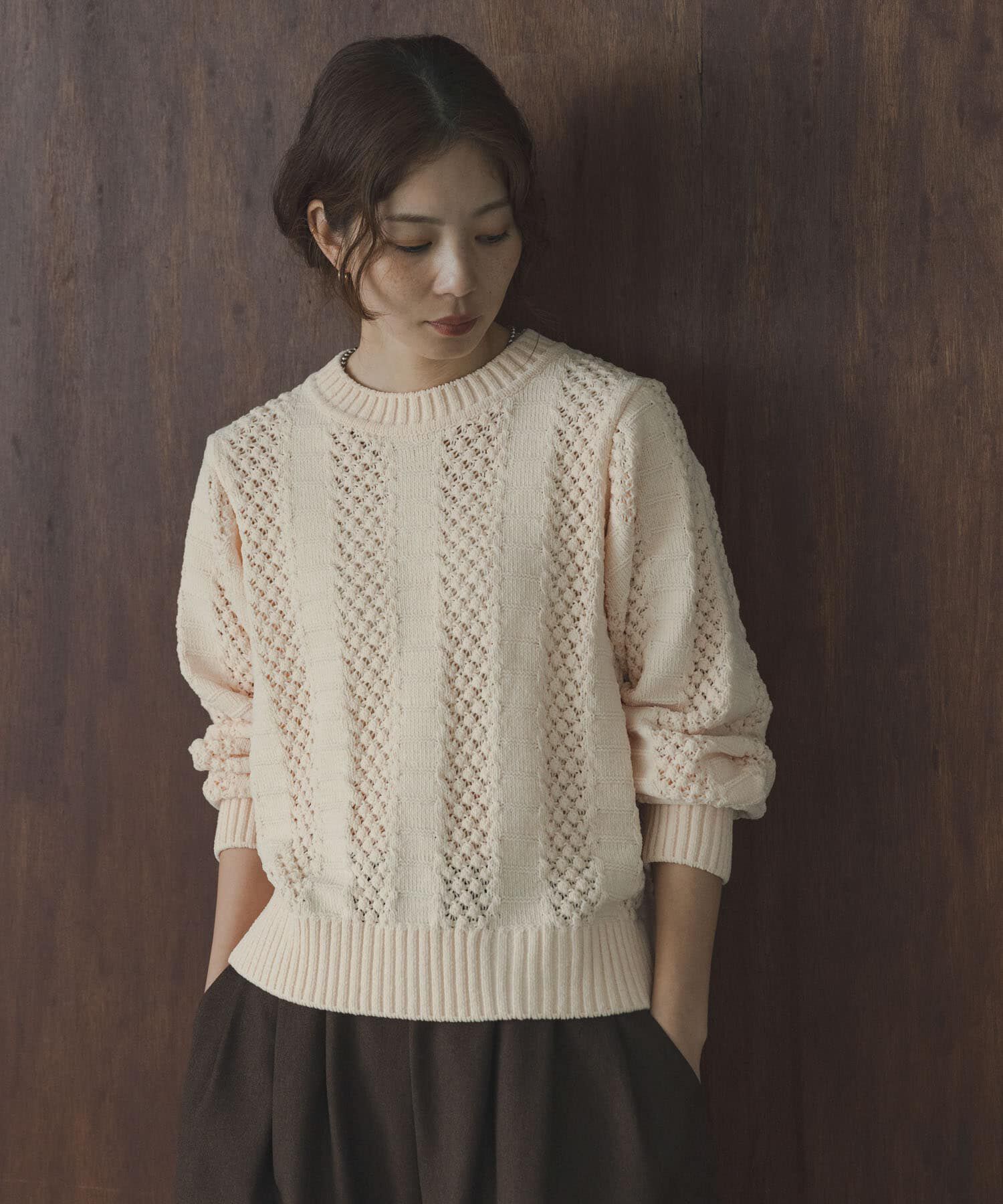 Sonny Label 「ベロアモールアイレット柄編みニットプルオーバー」|ニット・セーター|