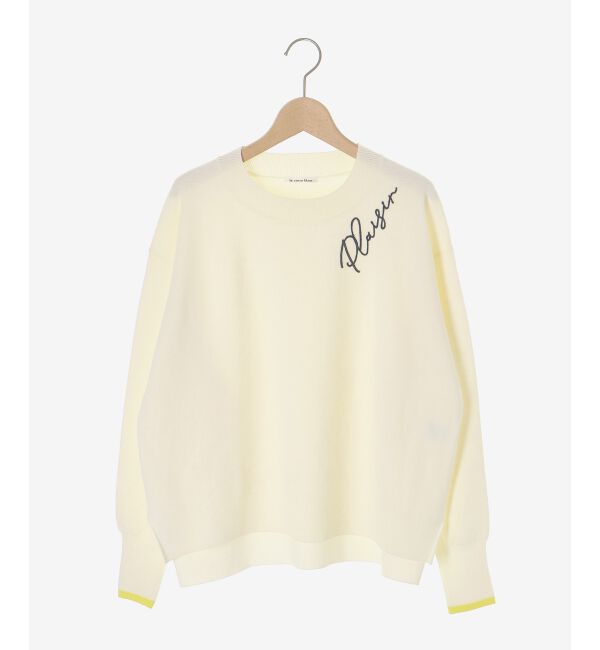  「《手洗い可能》ネック刺繍クルーネックニット」|ニット・セーター|