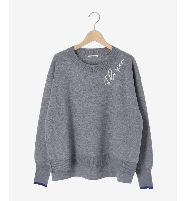  「《手洗い可能》ネック刺繍クルーネックニット」|ニット・セーター|