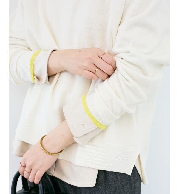  「《手洗い可能》ネック刺繍クルーネックニット」|ニット・セーター|