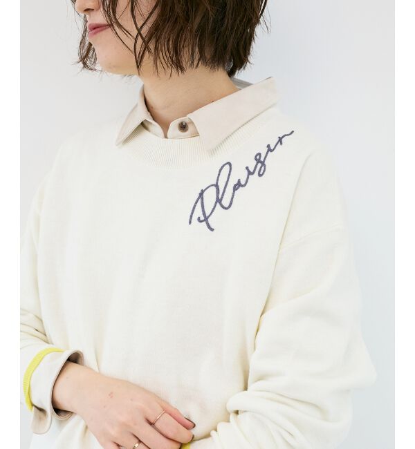  「《手洗い可能》ネック刺繍クルーネックニット」|ニット・セーター|