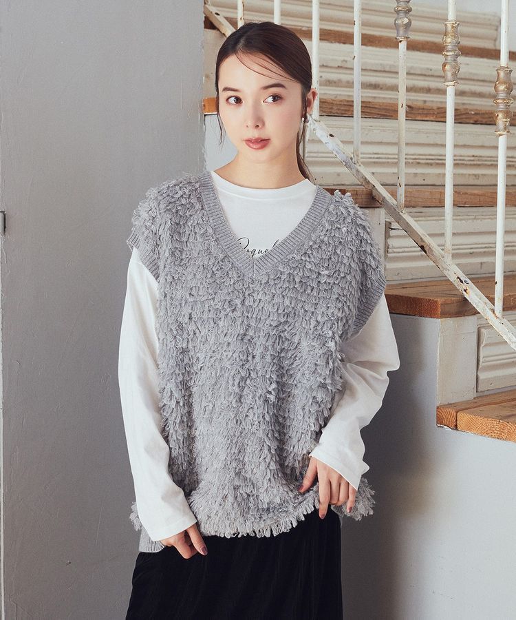 earth music&ecology「ループ編みベスト」|ベスト・ジレ|