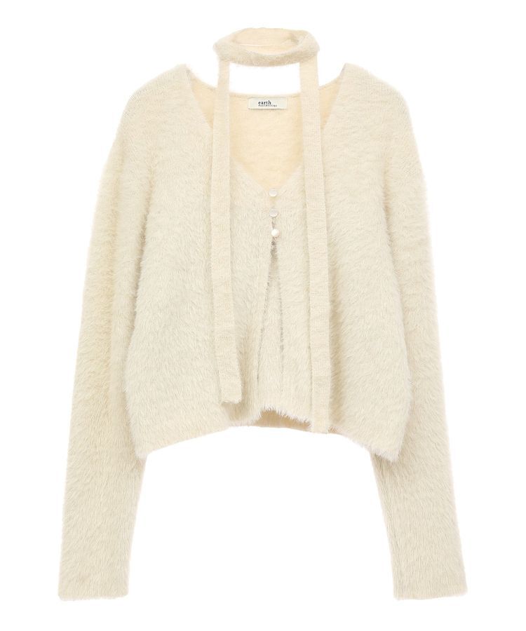 earth music&ecology「SET3点 フェザータイ付きアンサンブル」|カーディガン|Ivory