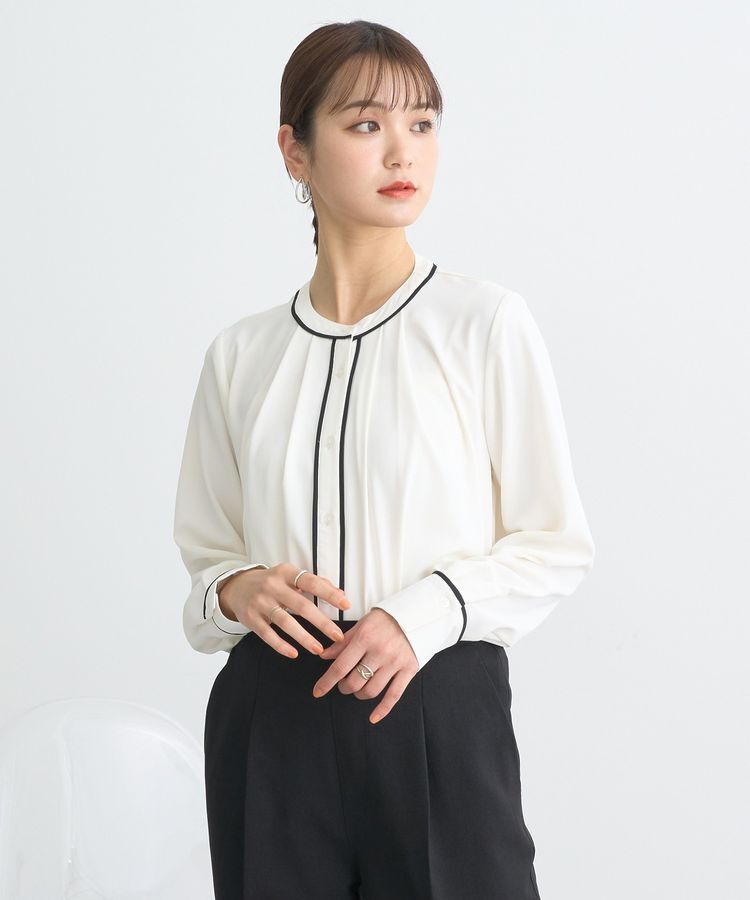 earth music&ecology「バイカラータックブラウス」|シャツ・ブラウス|Off White