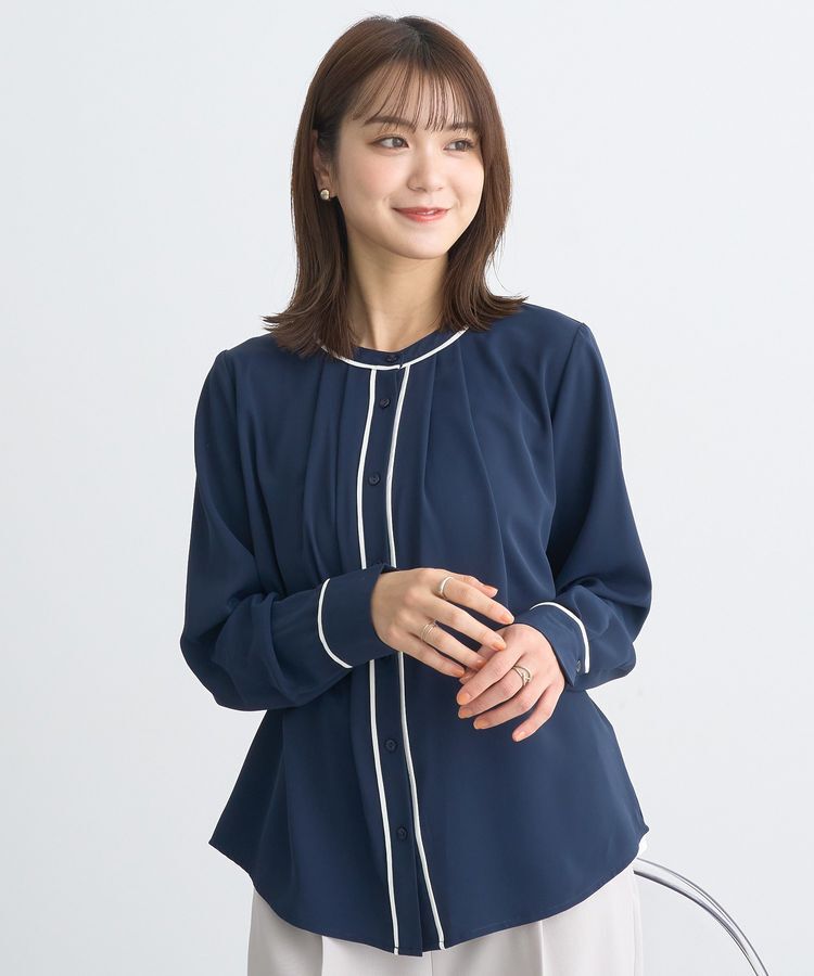 earth music&ecology「バイカラータックブラウス」|シャツ・ブラウス|Navy