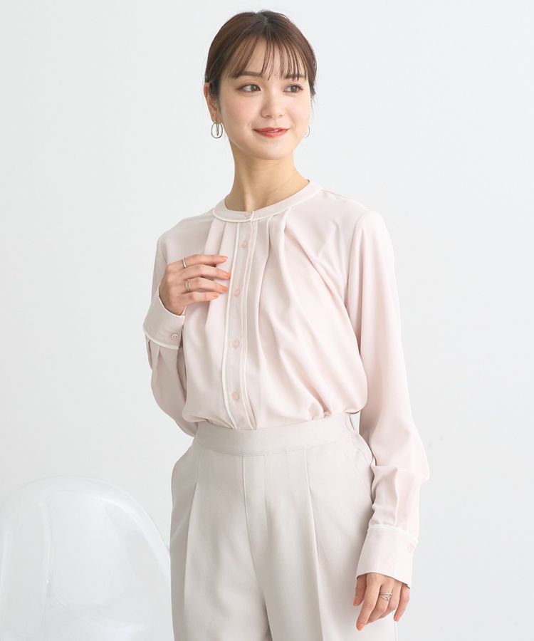 earth music&ecology「バイカラータックブラウス」|シャツ・ブラウス|Pink Beige