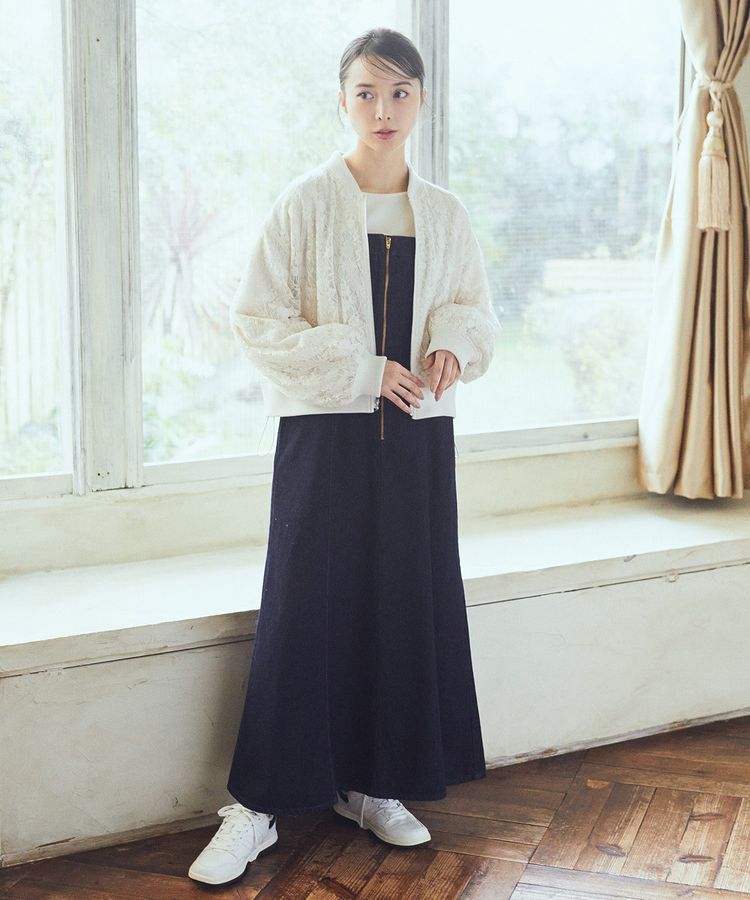 earth music&ecology「バックレースアップデニムキャミワンピース」|ワンピース|