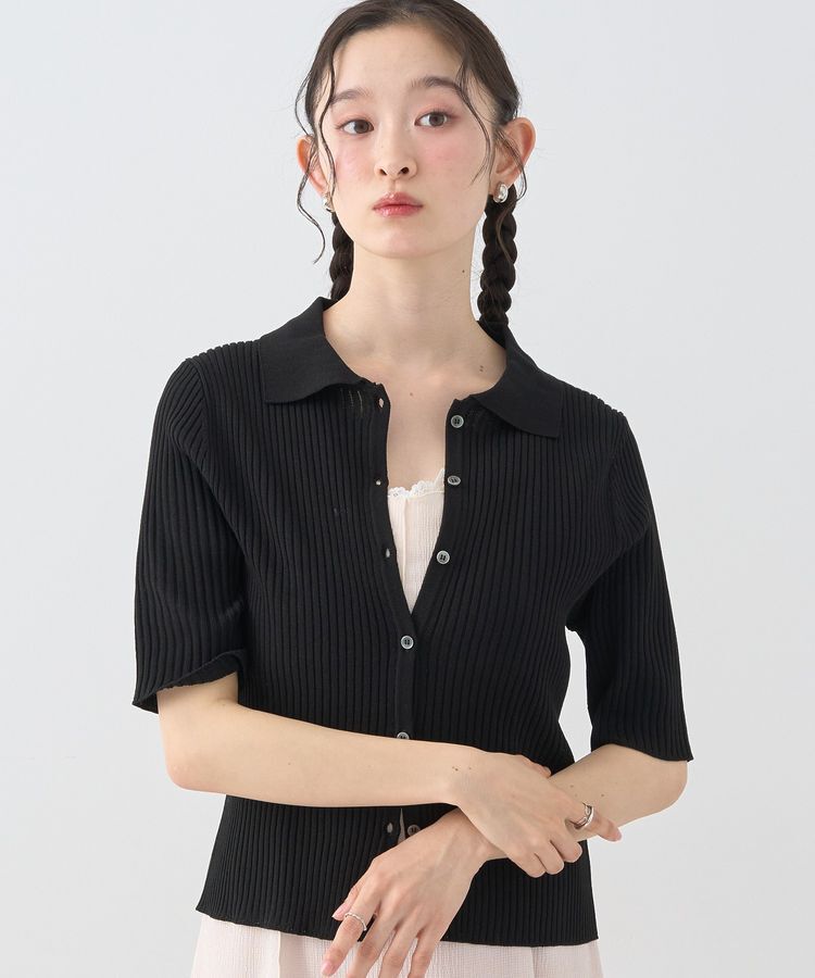 earth music&ecology「リブニットカーディガン」|カーディガン|Black