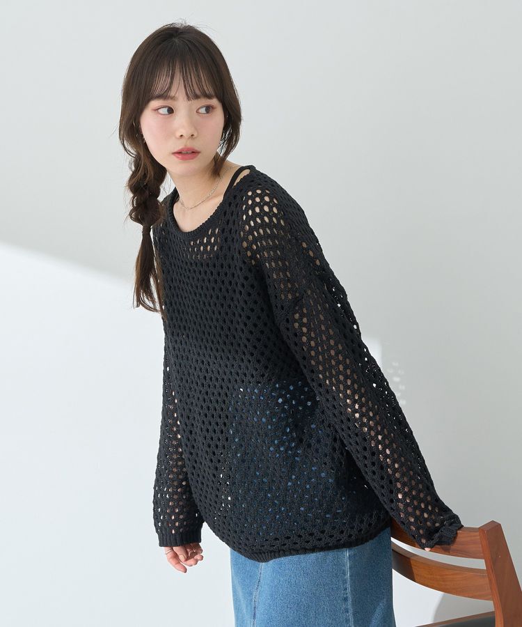 earth music&ecology「カラーメッシュプルオーバー」|チュニック|