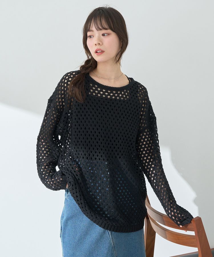 earth music&ecology「カラーメッシュプルオーバー」|チュニック|
