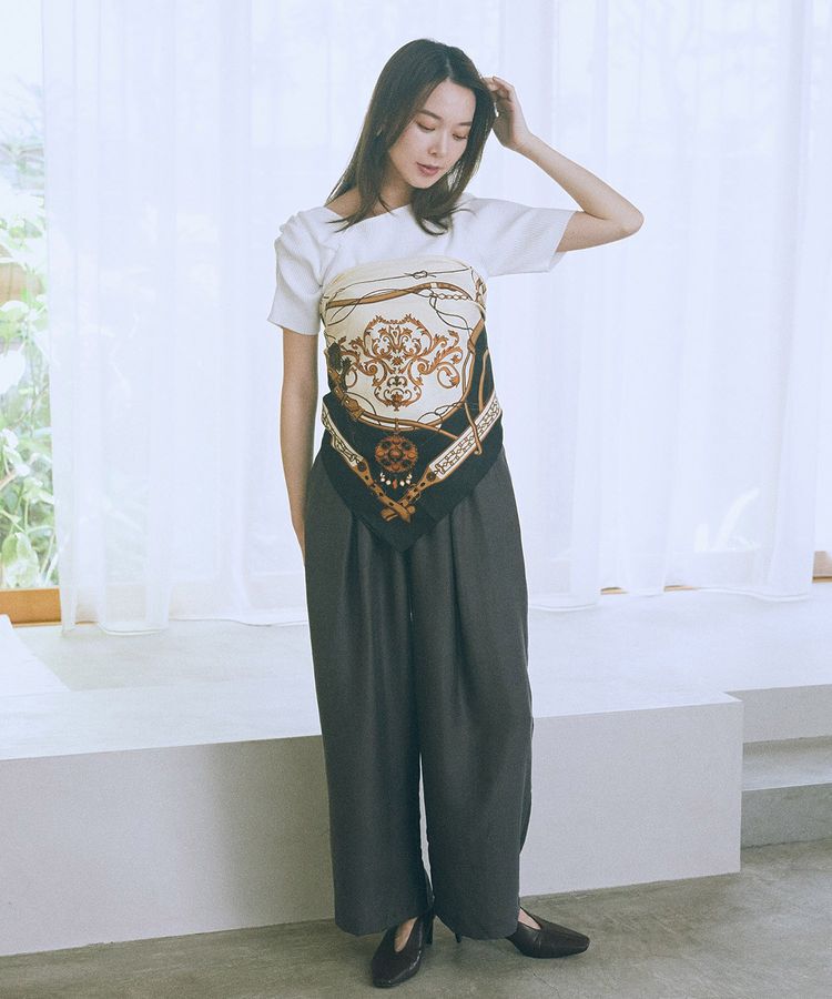 earth music&ecology「アシメネックリブニットプルオーバー」|ニット・セーター|