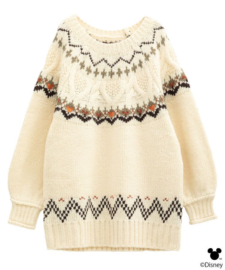 earth music&ecology「Disney/ミッキー刺繍ノルディックニットチュニック」|チュニック|