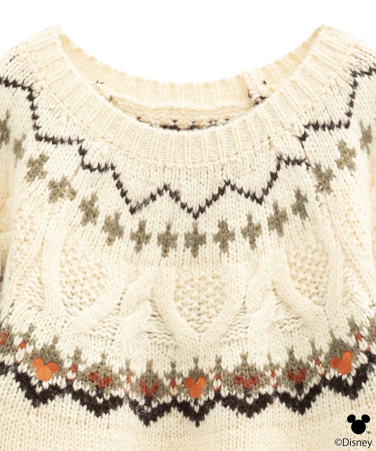 earth music&ecology「Disney/ミッキー刺繍ノルディックニットチュニック」|チュニック|