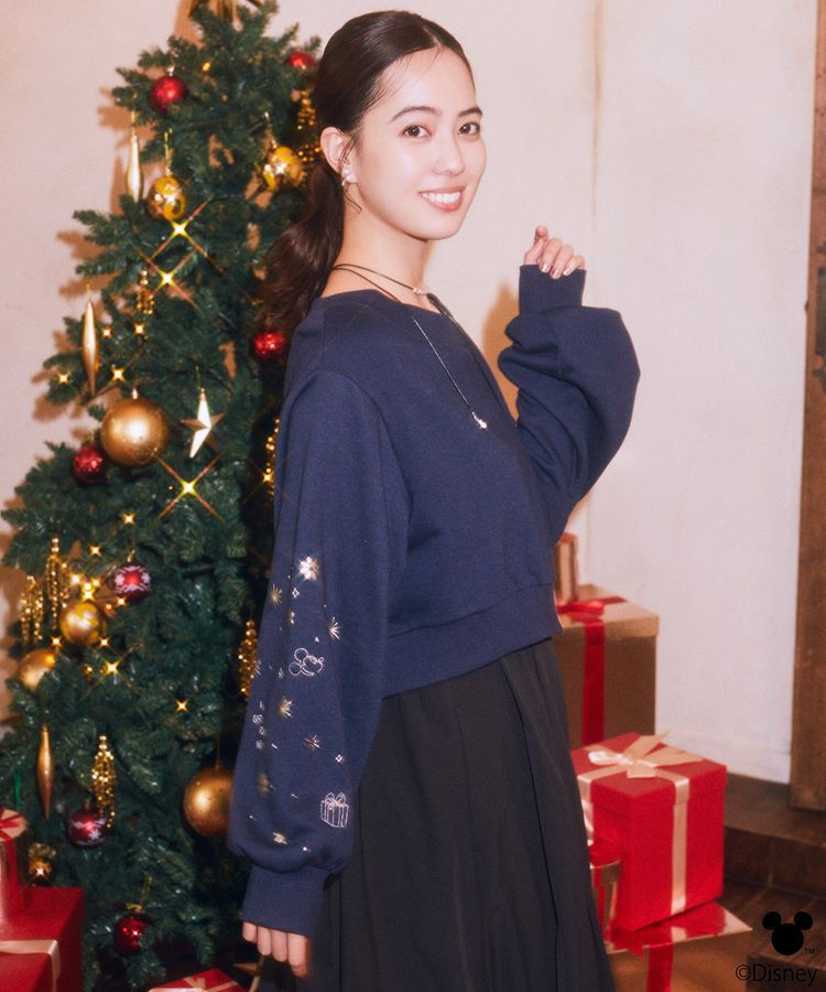 earth music&ecology「Disney/キラキラモチーフ刺繍オフショルスウェット」|スウェット・ジャージ|