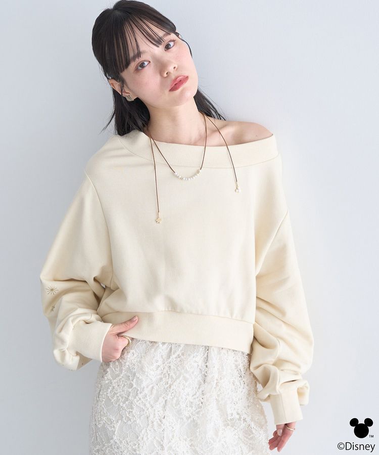 earth music&ecology「Disney/キラキラモチーフ刺繍オフショルスウェット」|スウェット・ジャージ|