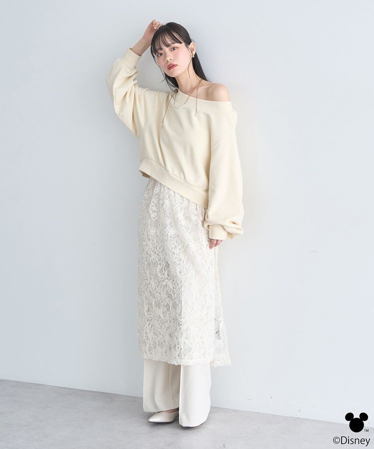 earth music&ecology「Disney/キラキラモチーフ刺繍オフショルスウェット」|スウェット・ジャージ|