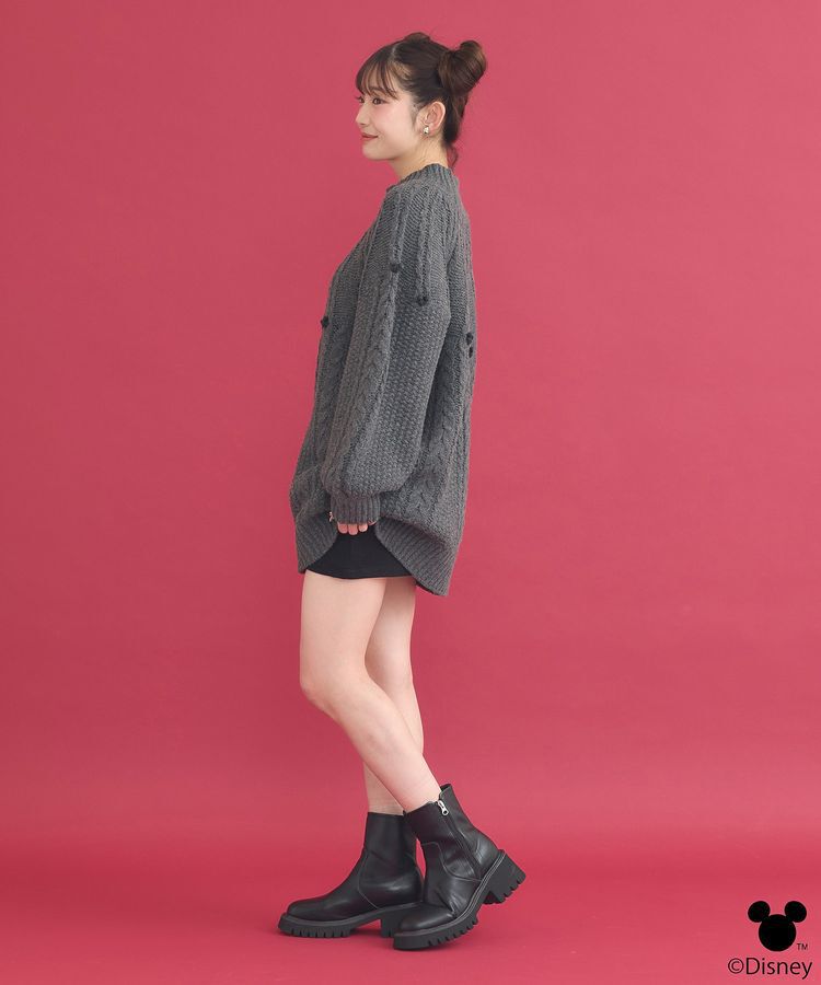 earth music&ecology「Disney/ポイントミッキーケーブルニット」|ニット・セーター|