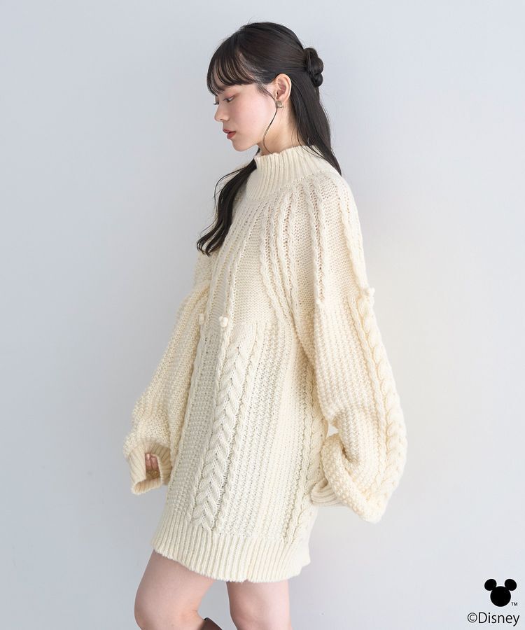 earth music&ecology「Disney/ポイントミッキーケーブルニット」|ニット・セーター|