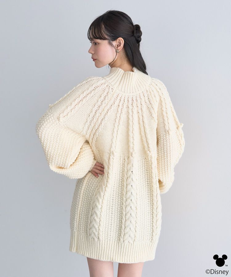 earth music&ecology「Disney/ポイントミッキーケーブルニット」|ニット・セーター|