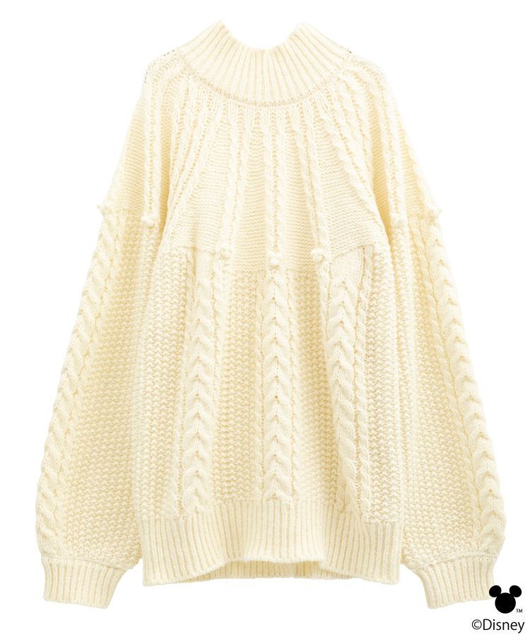 earth music&ecology「Disney/ポイントミッキーケーブルニット」|ニット・セーター|
