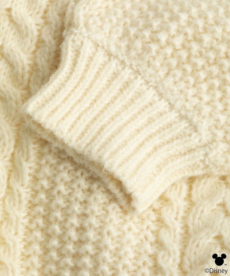 earth music&ecology「Disney/ポイントミッキーケーブルニット」|ニット・セーター|