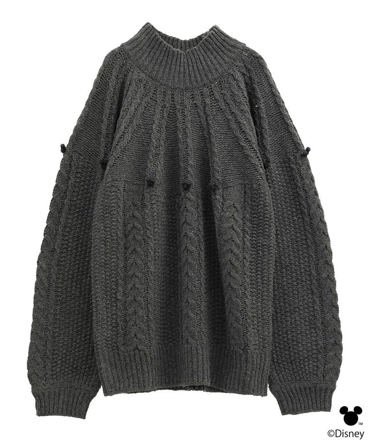earth music&ecology「Disney/ポイントミッキーケーブルニット」|ニット・セーター|