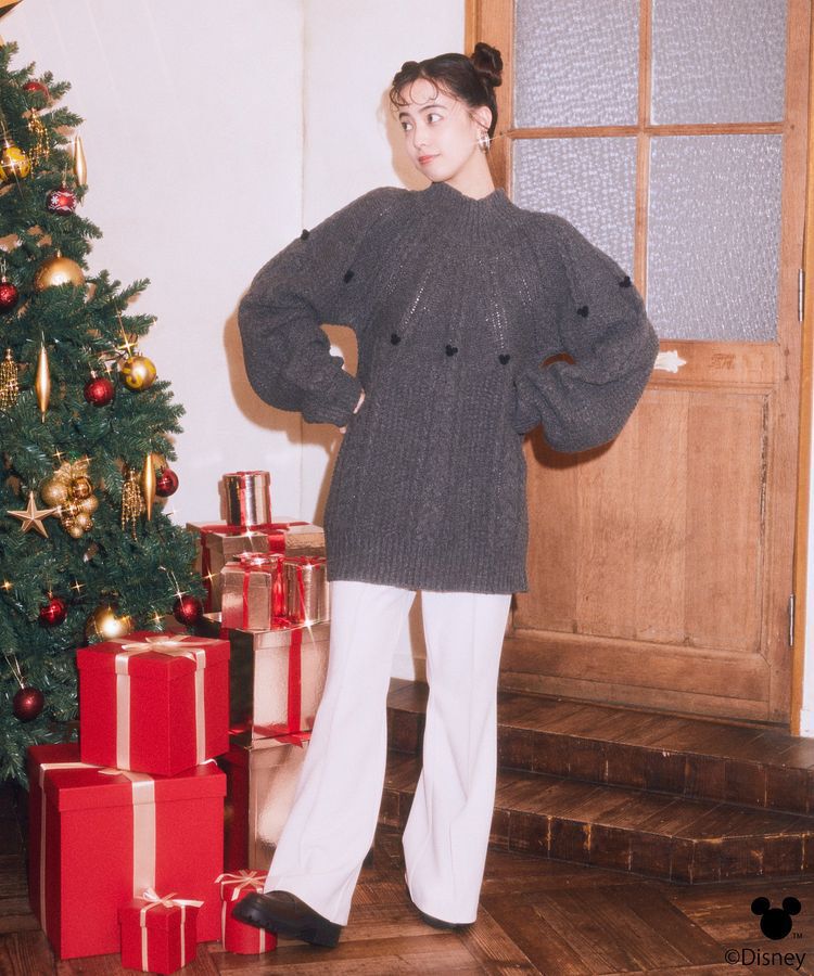 earth music&ecology「Disney/ポイントミッキーケーブルニット」|ニット・セーター|