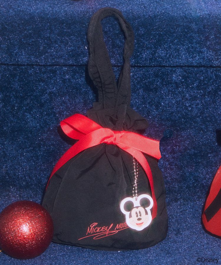 earth music&ecology「Disney/ミッキーチャーム付きリボン巾着」|ポーチ|Black