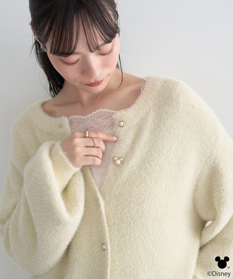 earth music&ecology「Disney/ポイントミッキーラメシャギーカーデ」|カーディガン|