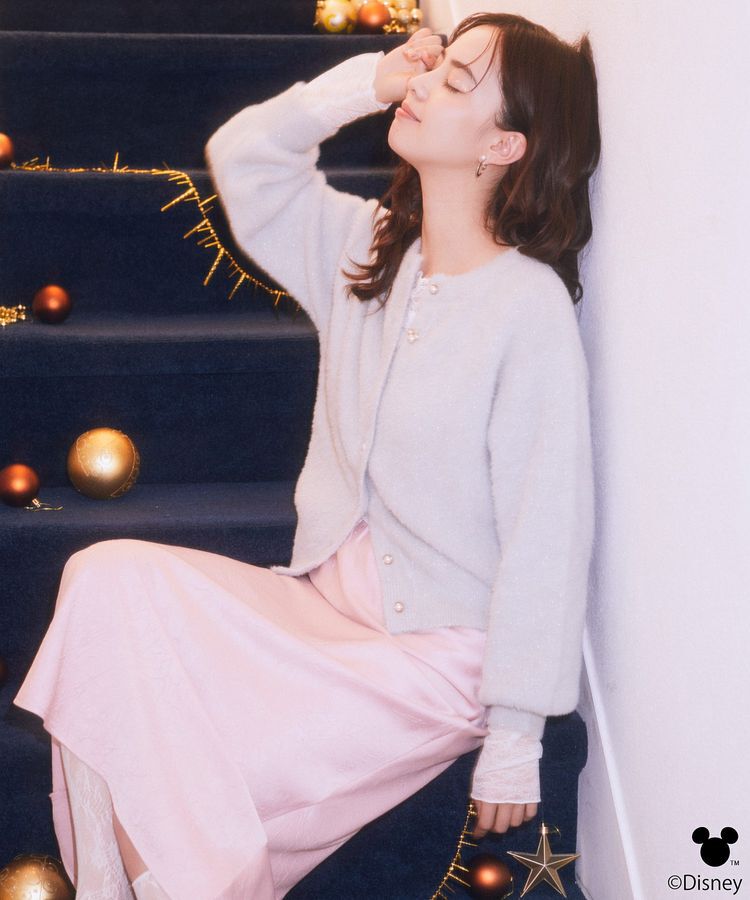 earth music&ecology「Disney/ポイントミッキーラメシャギーカーデ」|カーディガン|