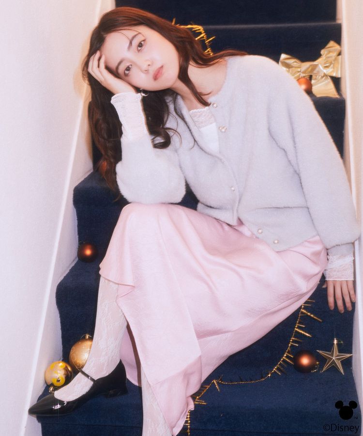 earth music&ecology「Disney/ポイントミッキーラメシャギーカーデ」|カーディガン|