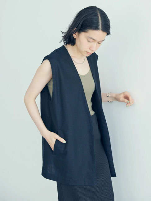 AMERICAN HOLIC「リネンブレンドジレベスト」|ベスト・ジレ|ブラック