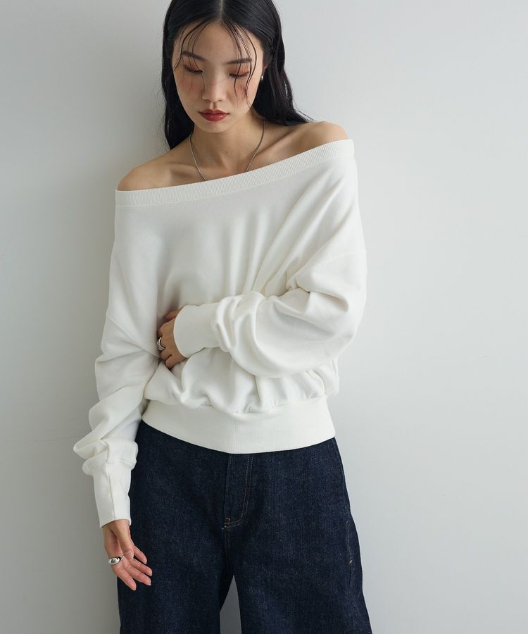 AnriettMusee「オフショルスウェット」|スウェット・ジャージ|White