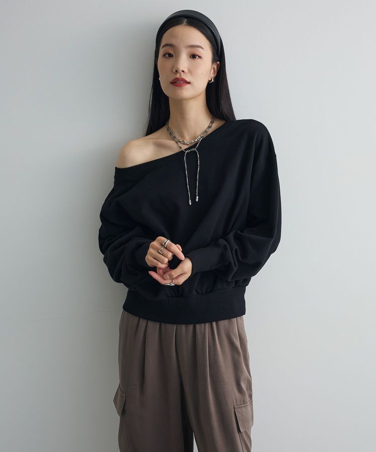 AnriettMusee「オフショルスウェット」|スウェット・ジャージ|Black