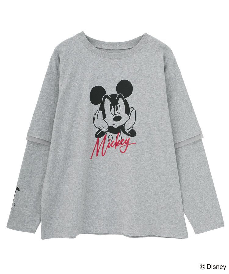 Green Parks「ミッキー&フレンズ/レイヤードプリントロングTシャツ」|Tシャツ・カットソー|Gray Mixture