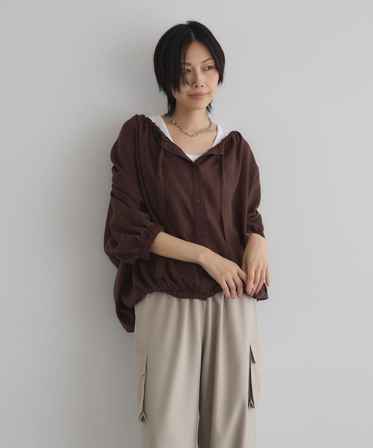 GARAGE OF GOOD CLOTHING「シアーギャザーハーフスリーブブラウス」|シャツ・ブラウス|