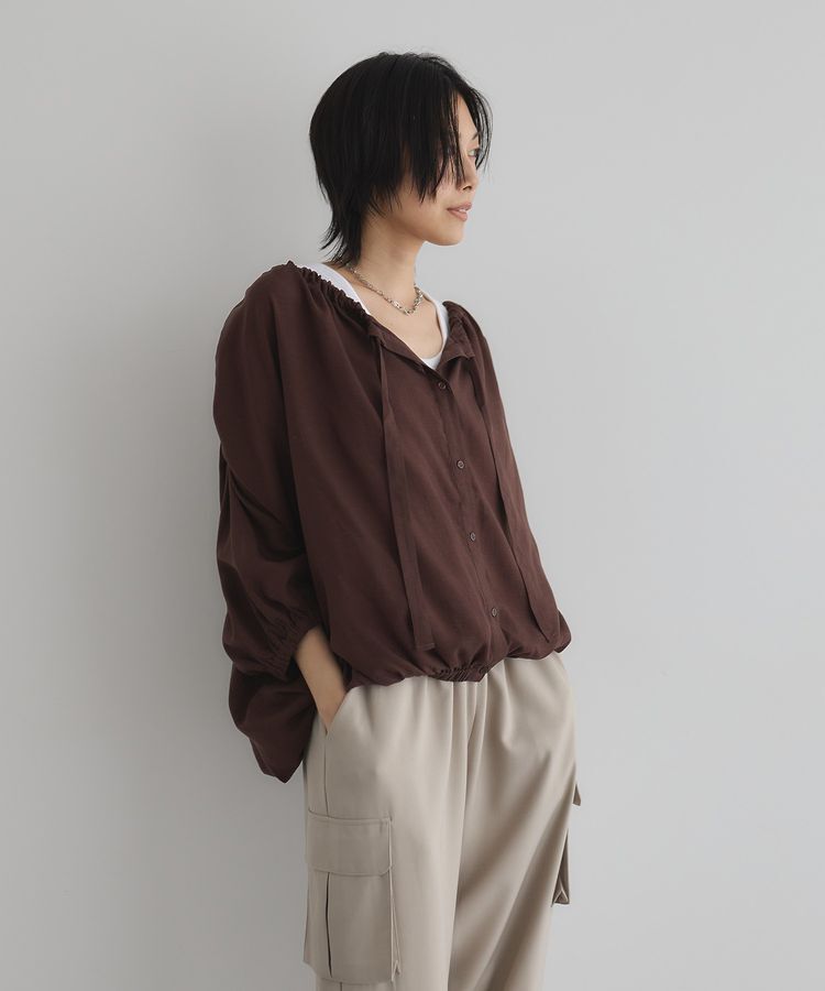 GARAGE OF GOOD CLOTHING「シアーギャザーハーフスリーブブラウス」|シャツ・ブラウス|