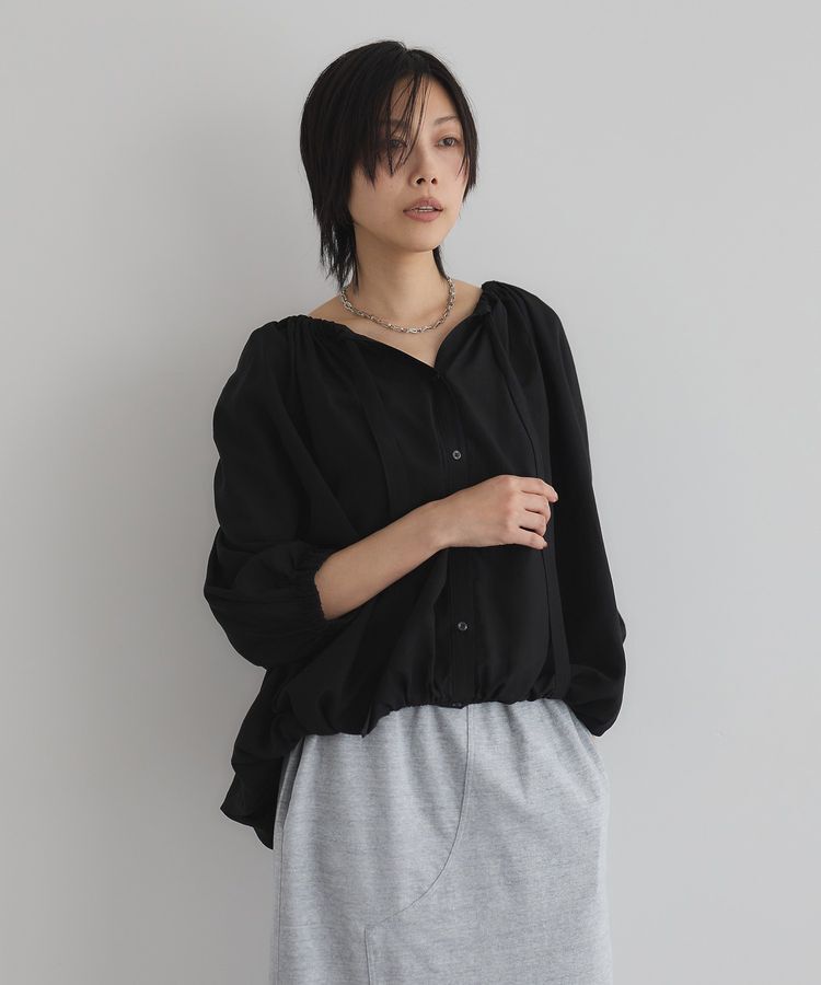 GARAGE OF GOOD CLOTHING「シアーギャザーハーフスリーブブラウス」|シャツ・ブラウス|