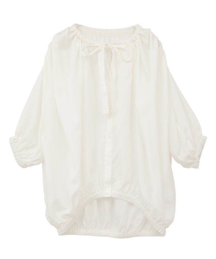 GARAGE OF GOOD CLOTHING「シアーギャザーハーフスリーブブラウス」|シャツ・ブラウス|