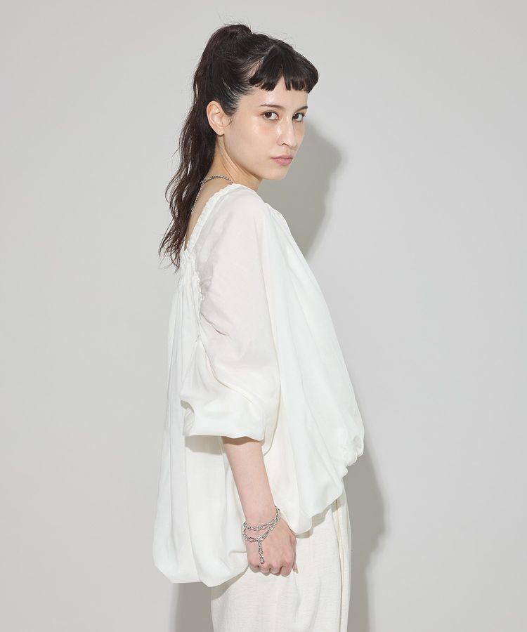 GARAGE OF GOOD CLOTHING「シアーギャザーハーフスリーブブラウス」|シャツ・ブラウス|